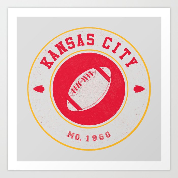 Kansas City football vintage logo white Art Print by kmahomedesign