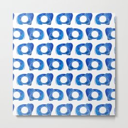 Blue elephants pattern Metal Print | Graphicdesign, Sixties, Mod, Cute, Indigo, Animal, Minimalist, 70S, Mid Century, 60S 