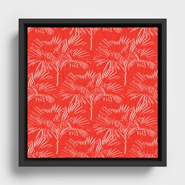 70’s Retro Palms Red Framed Canvas