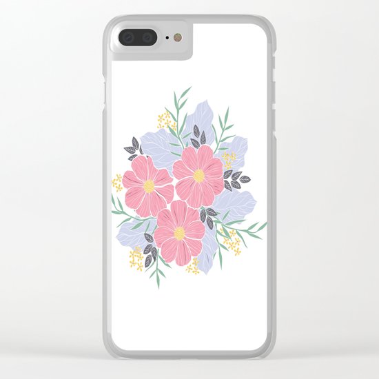 Vintage Pink Flowers Clear iPhone Case