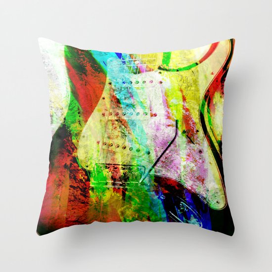 Abstract Electric Guitar Throw Pillow