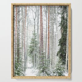The land of white and green | Winter forest Finland  Serving Tray