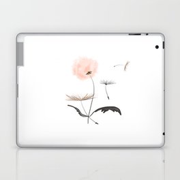Sweet dandelions in pink - Flower watercolor illustration with glitter Laptop Skin