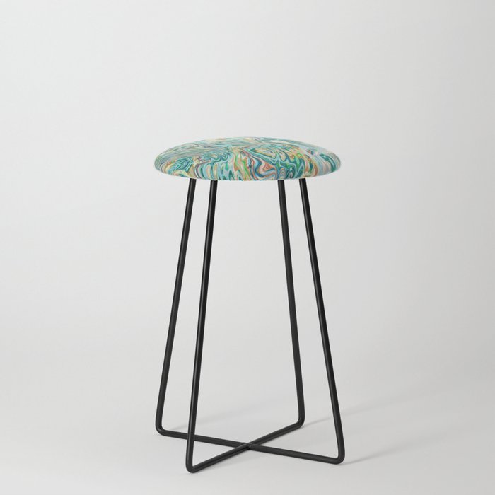 Funky liquid green shapes Counter Stool