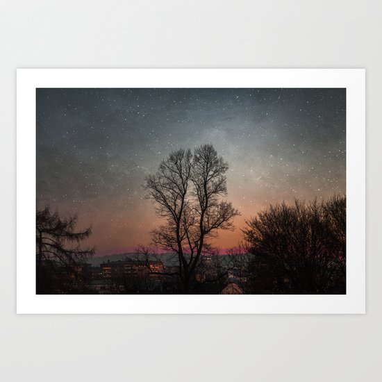 Starry Norwegian winter night Art Print