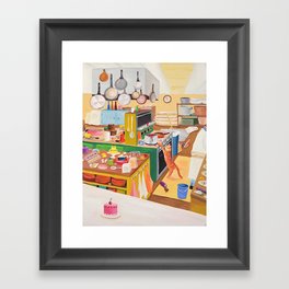 A Cat in the Kitchen Framed Art Print