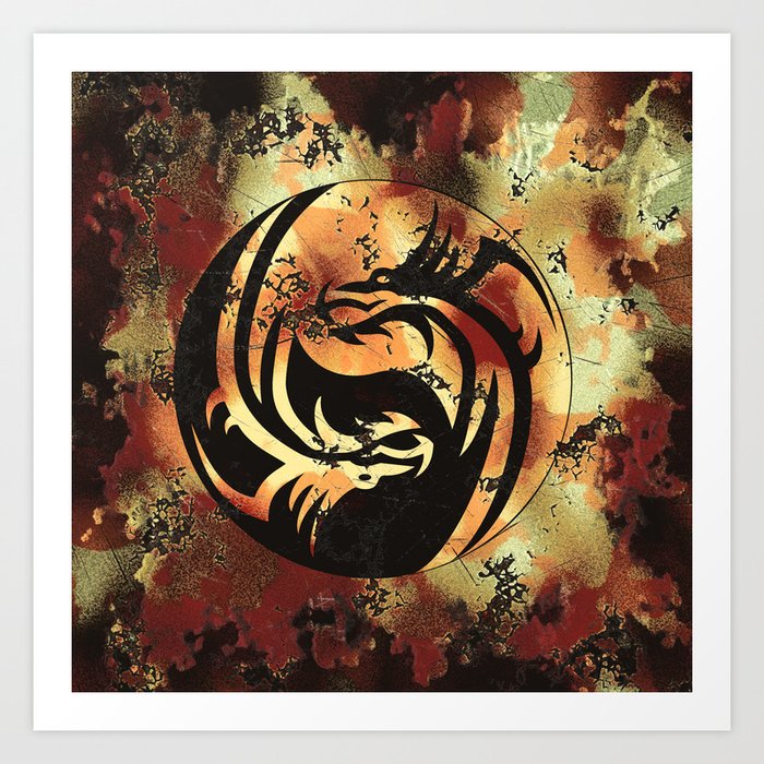 Yin And Yang Dragons Artwork Art Print By Onlinegifts Society6