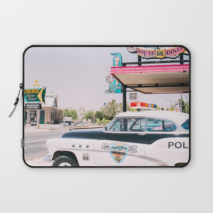 Historic Route 66 Diner in Kingman, Arizona - Old Police Car - United States Travel Photo Laptop Sleeve