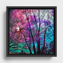 Purple teal forest Framed Canvas