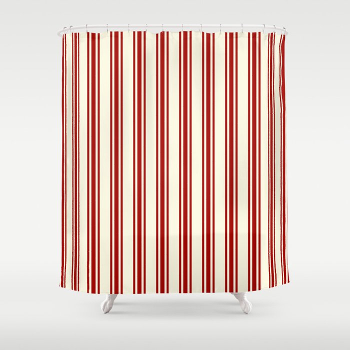 Red and outlet cream shower curtain