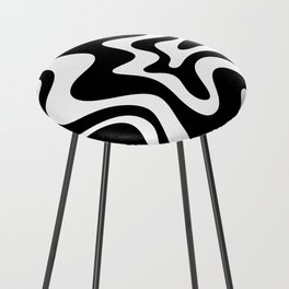 Liquid Swirl Abstract Pattern in Black and White Counter Stool