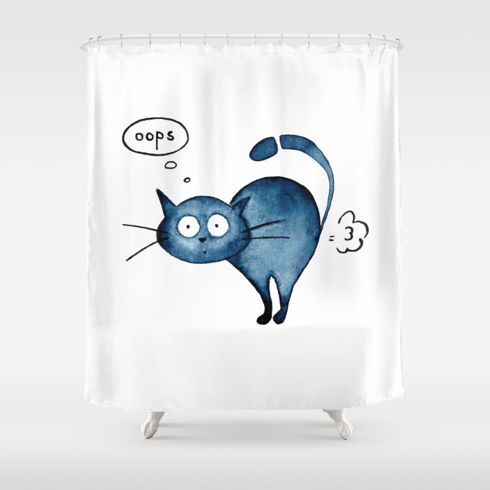 Fart blue cat Shower Curtain