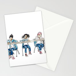 Children in Art Class at School in Classroom Watercolor Sketch Stationery Card