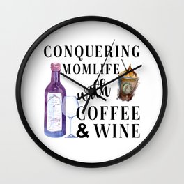 Coffee Drinker Coffee Fan Momlife Coffee & Wine Wall Clock