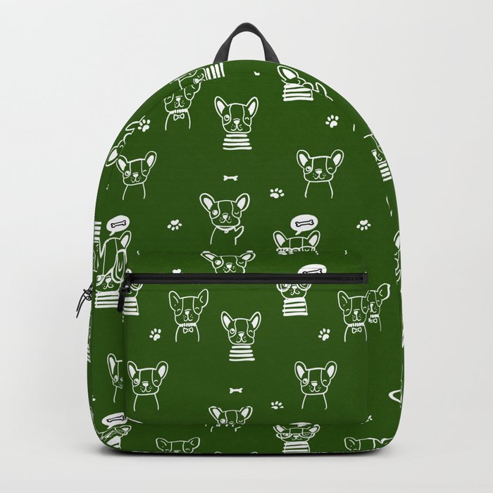 Green and White Hand Drawn Dog Puppy Pattern Backpack