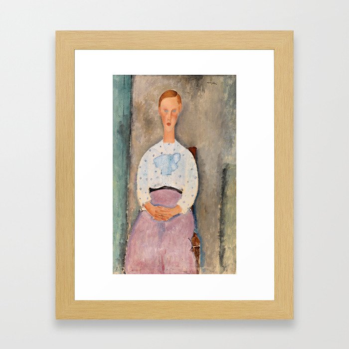 Amedeo Modigliani "Girl with a Polka-Dot Blouse (Jeune fille au corsage à pois)" Framed Art Print