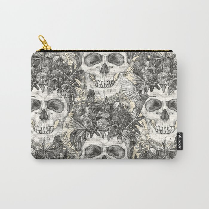 skull damask cream Carry-All Pouch