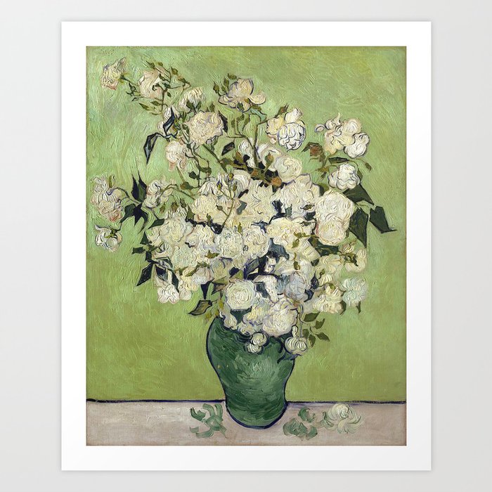 Vase of Roses - Vincent van Gogh  Dutch post-impressionist painter (1853–1890) Art Print