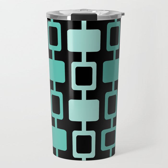 Mid Century Modern Square Columns Black Aquamarine Travel Mug