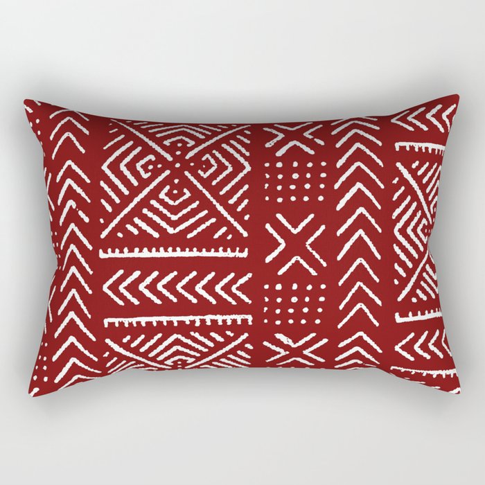 Line Mud Cloth // Maroon Rectangular Pillow