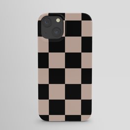 Vintage Nude Beige and Black Checkered Chess Pattern  iPhone Case