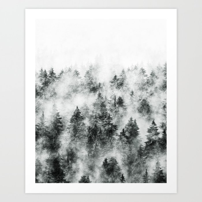 Everyday // You Are So You In A Misty Wilderness Forest With Cascadia Trees Covered In Magic Fog Art Print