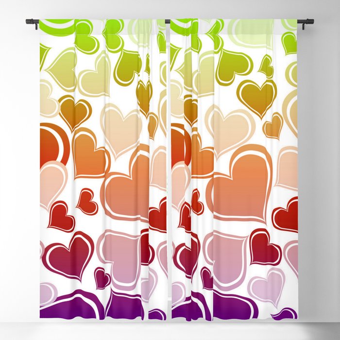 Whimsical Bright Hearts Blackout Curtain