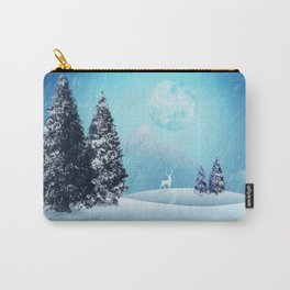 The last christmas reindeer Carry-All Pouch | Elk, Pine, Wild, Graphicdesign, Tree, Night, Winter, Deer, Wildlife, Nature 