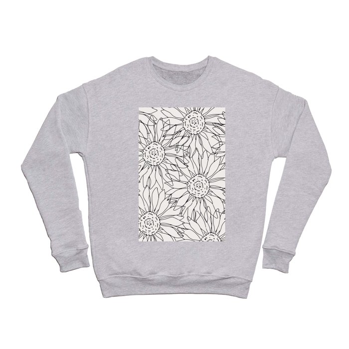 Black And White Sunflowers Crewneck Sweatshirt