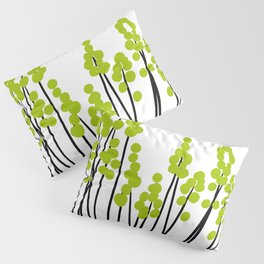 Hello Spring! Green/Black Retro Plants on White #decor #society6 #buyart Pillow Sham