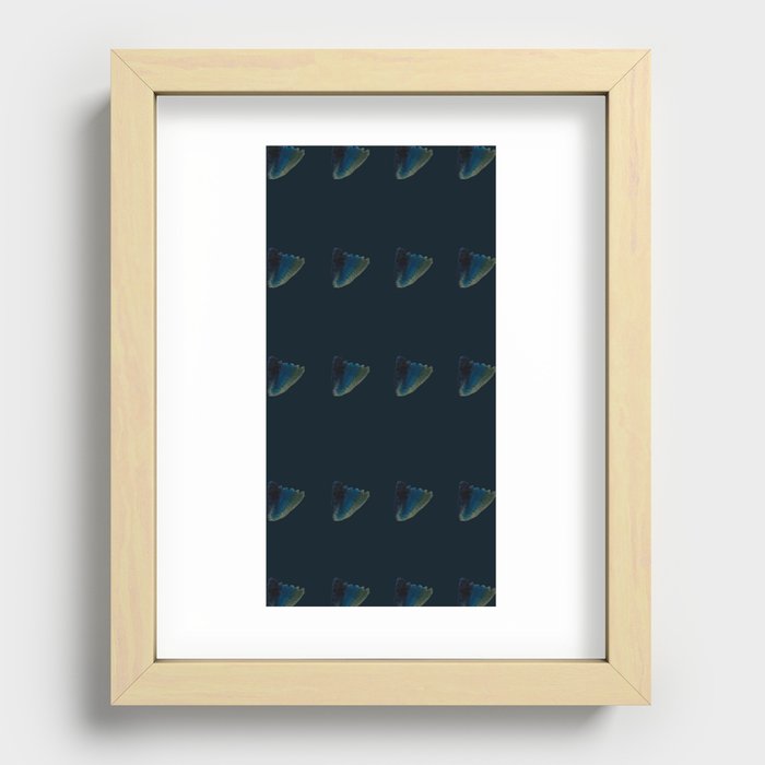 Totally Teal Abstract Flowers Recessed Framed Print
