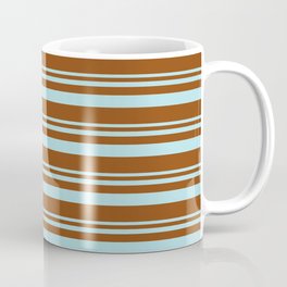 [ Thumbnail: Powder Blue & Brown Colored Striped Pattern Coffee Mug ]