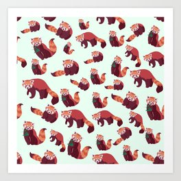 Red Panda Pattern Art Print