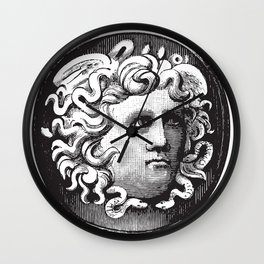 Black and White Face of Medusa Wall Clock