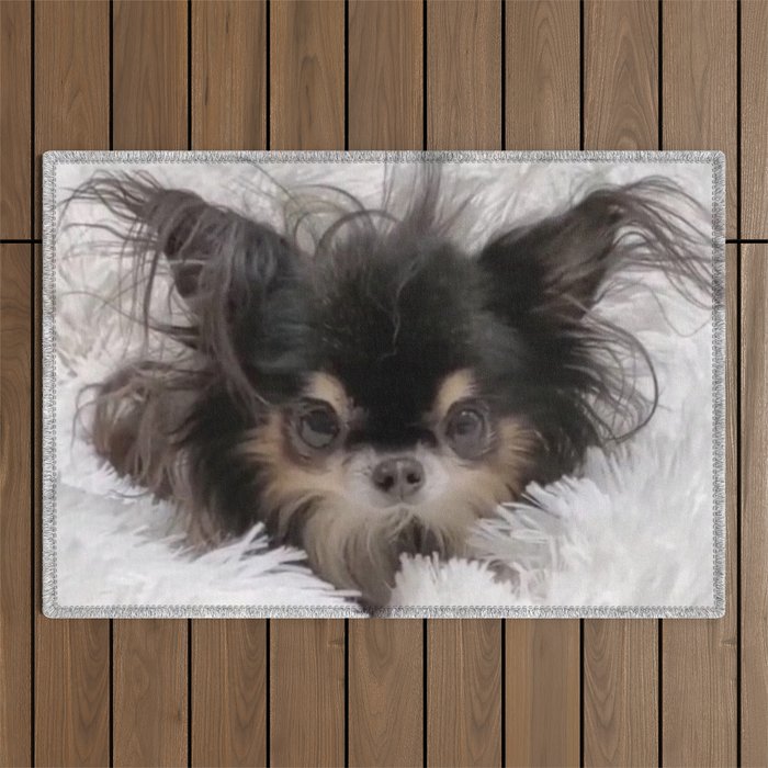 Little And Adorable Black And Beige Doggy Outdoor Rug