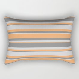 [ Thumbnail: Brown, Gray & Light Grey Colored Lined/Striped Pattern Rectangular Pillow ]