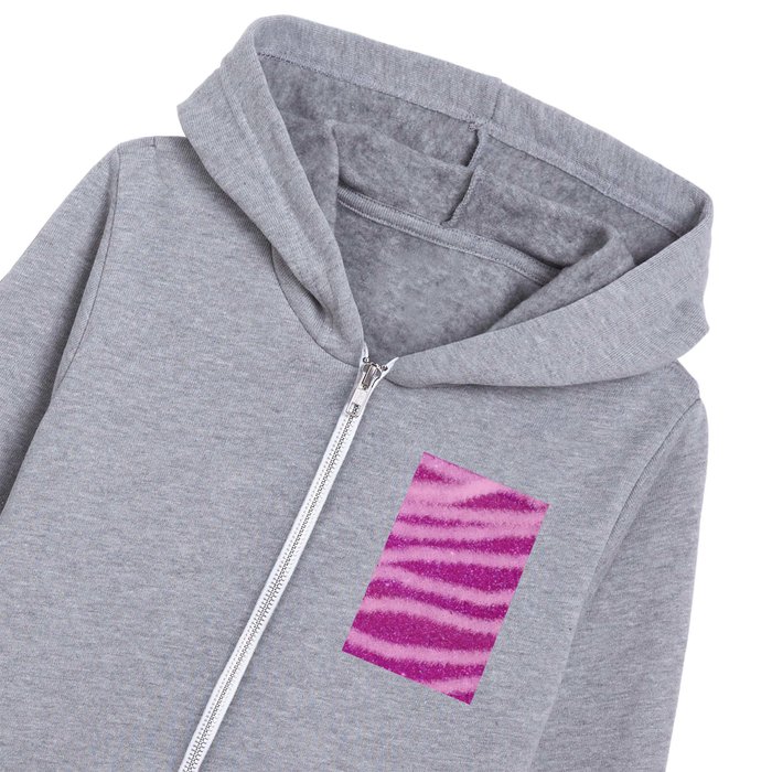 Light Purple Glitter Zebra Magic Collection Kids Zip Hoodie