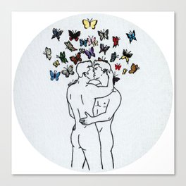 Embroidery art "Butterfly" printed/ Gay art Canvas Print