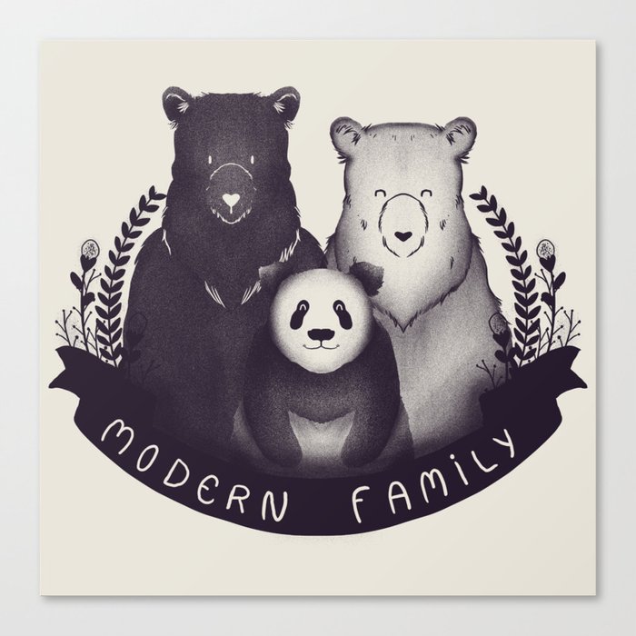 Modern Bear Family Canvas Print