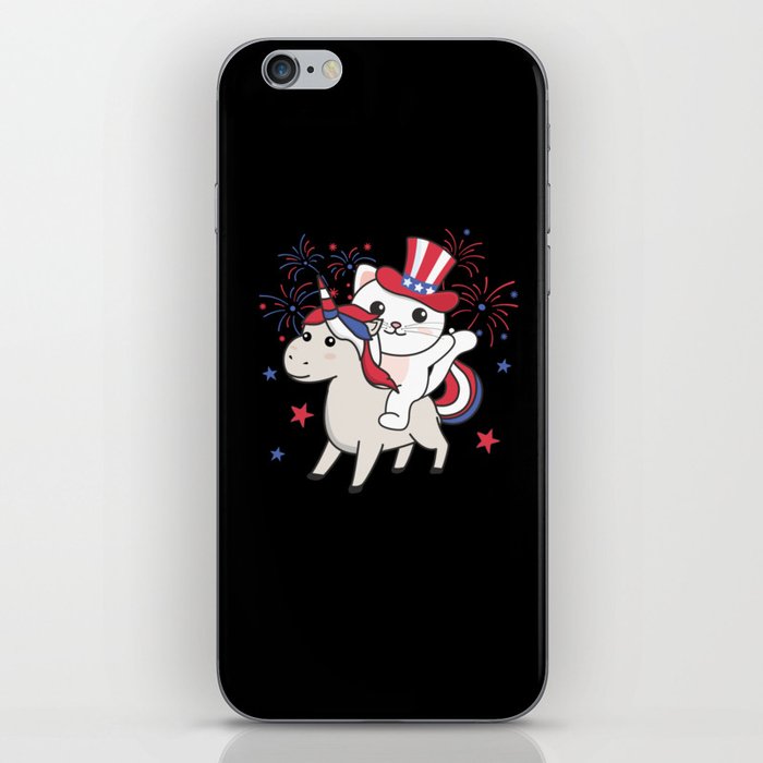 Cat With Unicorn For Fourth Of July Fireworks iPhone Skin