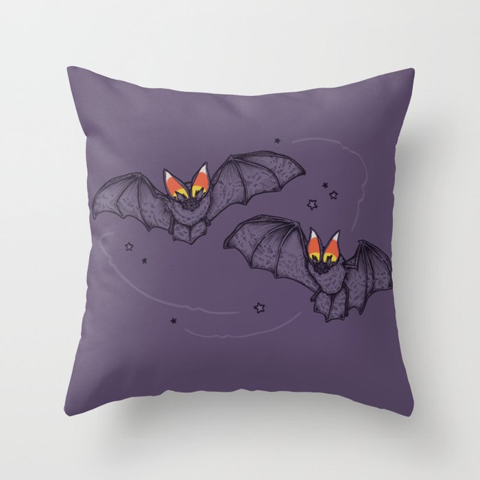 Candy Corn Bats Throw Pillow