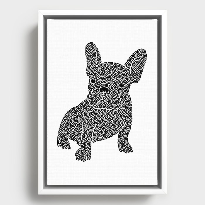 Squiggle French Bulldog Puppy Framed Canvas