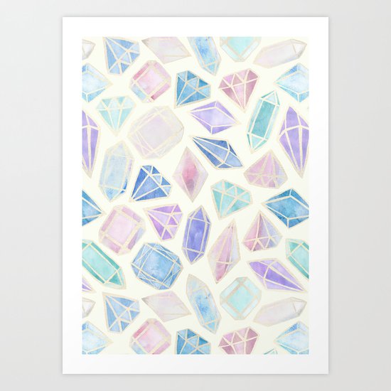 Pastel Watercolor Gems Art Print