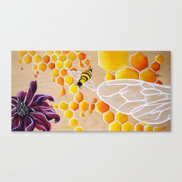 Save the Bees! Honey Bee Honeycomb Painting Geometric pattern Sweet Honey Insect and flower art Canvas Print