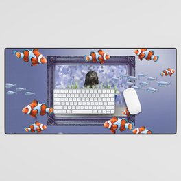 Schapendoes Dog  Calla Bathtub - Frame Clownfishes  Desk Mat