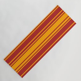 [ Thumbnail: Red & Orange Colored Lined/Striped Pattern Yoga Mat ]