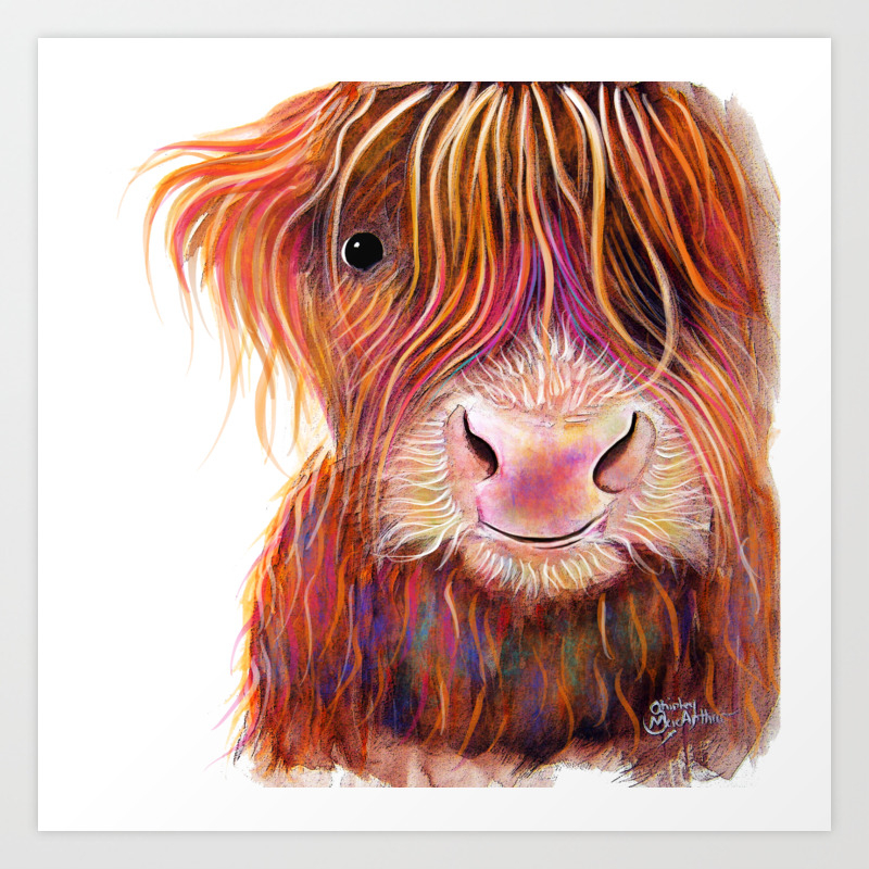 Scottish Highland Cow Print The Kid 2 By Shirley Macarthur Art