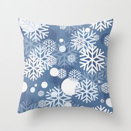 Blue Ice // Small Scale // Blue Backgound // Frozen Time // Cold Crystals // Snowflakes Fall Throw Pillow