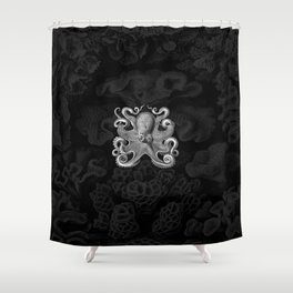 Octopus1 (Black & White, Square) Shower Curtain