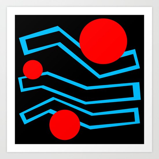 Black Lines And Red Dots Art Print